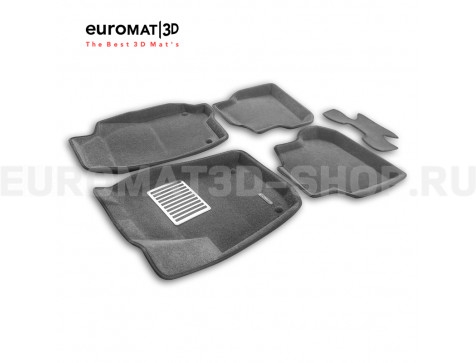 Текстильные 3D коврики Euromat3D Lux в салон для Volkswagen Polo (2010-2020) № EM3D-005416G Серые